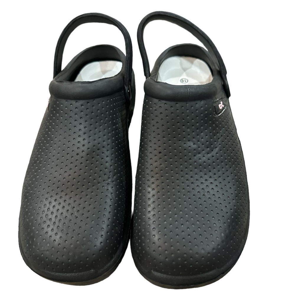 NWT Liberty Scrubs Black Cancer Awareness‎ Nursing Clogs Shoes Size 10/42